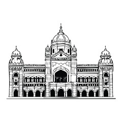 Chhatrapati Shivaji Maharaj Terminus (CST)_Minimal vector line illustration of Chhatrapati Shivaji Terminus