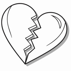 Broken heart illustration simple line art design graphic