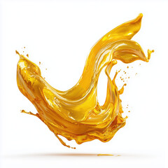 Fototapeta premium Golden Liquid Splash - Dynamic Drink Art , isolated on white background png