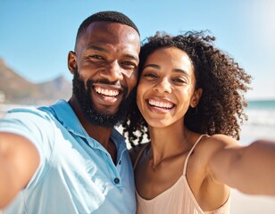 Happy Friends or Couple Taking a Selfie Together. Two Young Man and Woman Laughing and having Fun