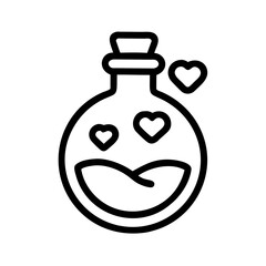 Love potion bottle silhouette icon set, clean cutout design, transparent background