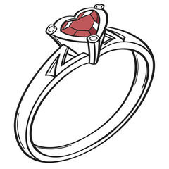 Heart shaped ruby ring elegant jewelry design illustration