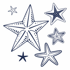 Obraz premium Hand drawn starfish set nautical ocean beach summer design elements