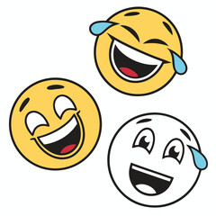 Three cartoon laughing emojis with tears of joy