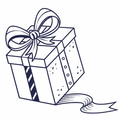 Gift box with bow and ribbon, clean cutout, transparent background