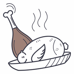 Delicious roasted chicken leg and thigh on plate