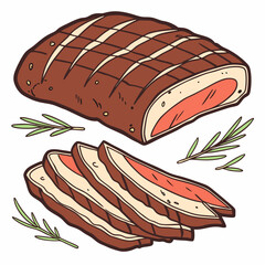 Grilled beef roast sliced rosemary garnish delicious food