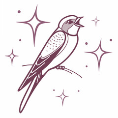 Elegant purple swallow bird illustration on white background, clean cutout, perfect for design projects