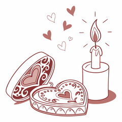 Romantic heart shaped box candle hearts love valentines day