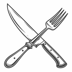 Crossed knife and fork vintage restaurant design