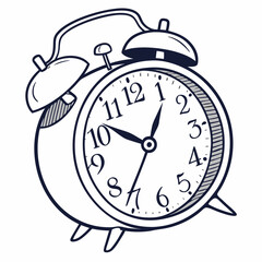 Classic alarm clock illustration time management wake up concept