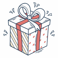 Gift box present striped polka dots bow ribbon