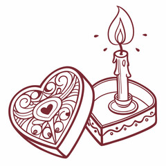 Heart shaped box candle romantic love design