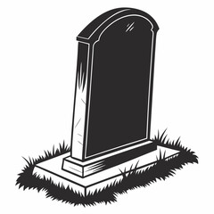 Simple black gravestone in grass cemetery memorial