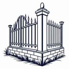 Elegant ornate metal fence gate design illustration