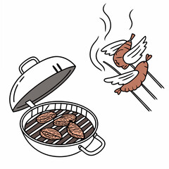 Delicious grilled food illustration transparent background