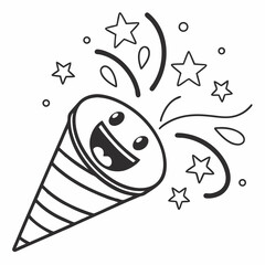 Happy party popper cone with stars celebration