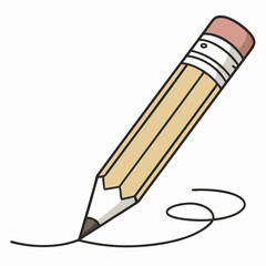 Wooden pencil drawing swirls creative design element