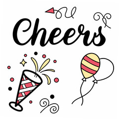 Naklejka premium Cheers party design element, balloons, firecracker