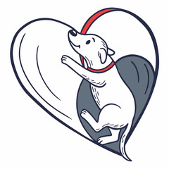 Adorable dog inside heart shape design element