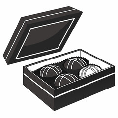 Elegant black box of gourmet chocolate truffles