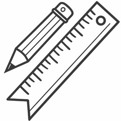 Pencil and ruler hand drawn illustration design
