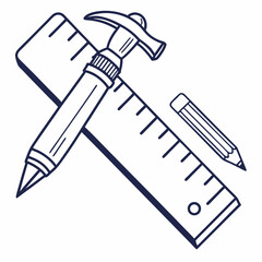 Ruler hammer pencil construction tools design