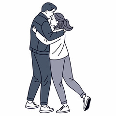 Young couple embracing tenderly romantic love