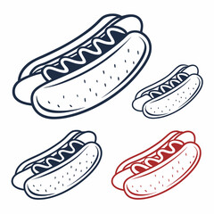 Delicious hot dogs classic american food illustration