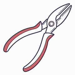 Professional red-handled pliers isolated on white