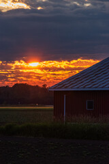 sunset over the farm