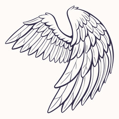 Single wing design bird feather outline illustration