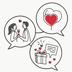 Romantic couple celebrating love gift balloons