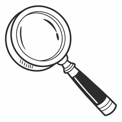 Hand drawn magnifying glass search tool icon