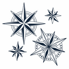 Elegant nautical stars design elements png
