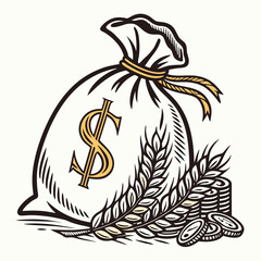 Money bag wheat harvest financial abundance