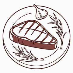 Grilled steak rosemary garlic delicious food illustration