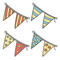 Festive party bunting flags colorful designs