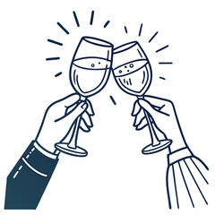 Two hands toasting wine glasses celebration cheers