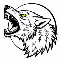 Howling wolf head moon graphic design illustration
