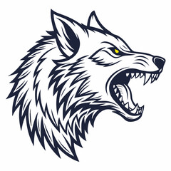 Aggressive wolf head profile vector illustration