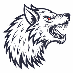 Obraz premium Aggressive wolf head profile vector illustration
