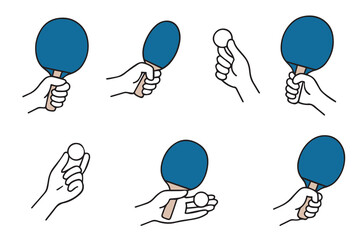 Ping pong. Hand holding racket for table tennis with ball. Vector illustration