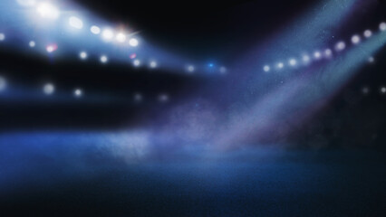 textured arena space field - center. spotlight illuminates asphalt, smoke