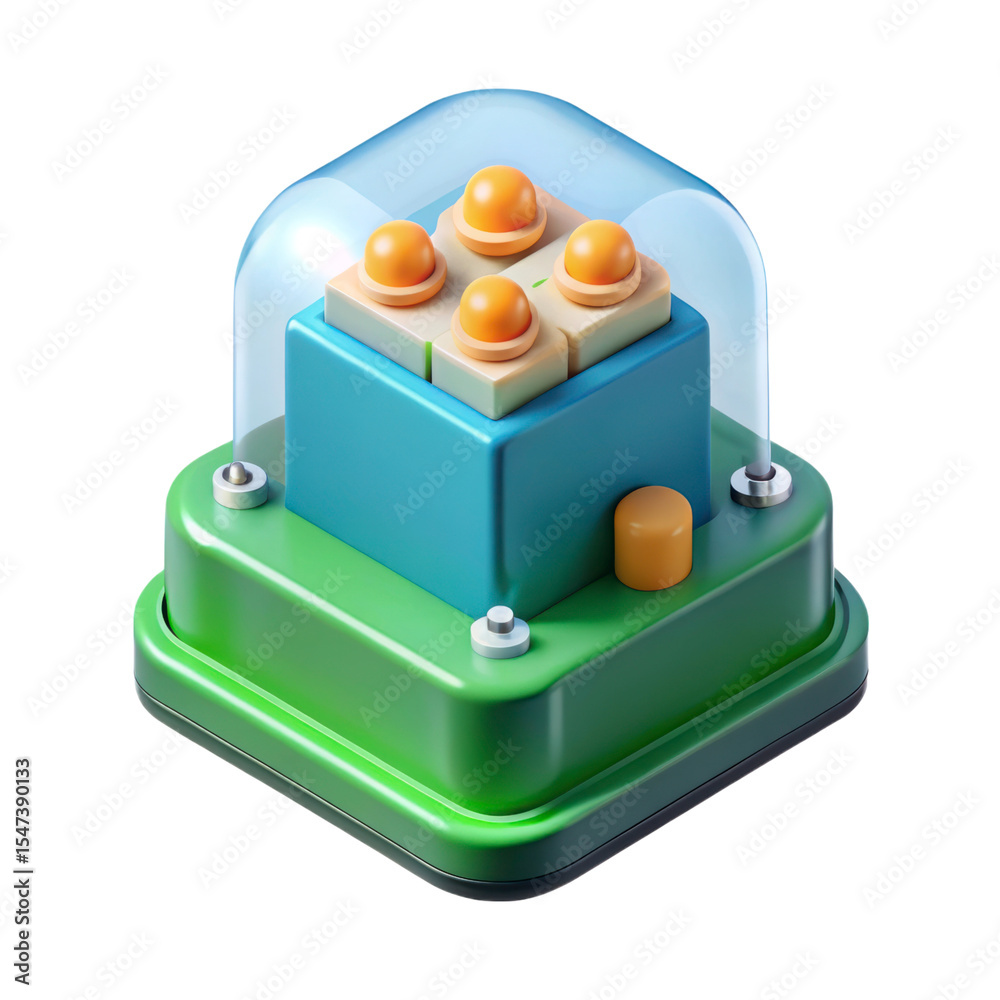 Poster 3d rendering plastic style icon of interactive device isolated on transparent background for design