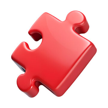 Red Jigsaw Puzzle Piece 3D Rendering Isolated