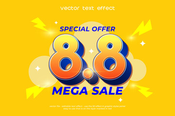 8.8 season sale shopping day editable text effect template