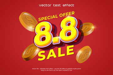 8.8 mega shopping day sale poster or flyer design. 8.8 mega online sale campaign