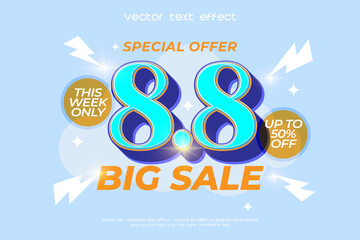 Vector 8.8 season sale banner template design for social media promotion