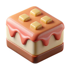 Delicious cake 3d rendering plasticstyle icon isolated on transparent background for digital food design